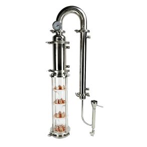 4" 4 sections GLASS distillery tower