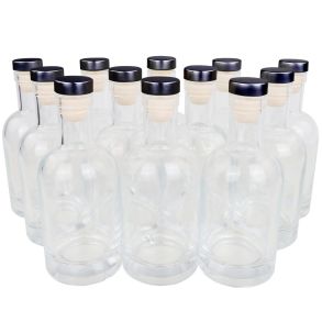 12x 200ml Whiskey Spirits Bottles with Black Cork