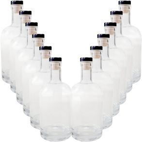 12x 500ml Whiskey Spirits Bottles with Black Cork