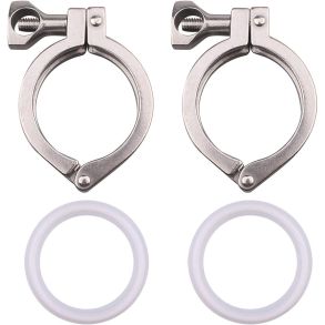 2 Pcs of Stainless Steel  1.5 Inch Tri-Clover  Clamp with Silicone Seal